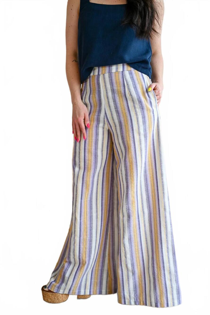 NEW TRAFFIC PEOPLE otter lane striped linen trouser in multicolor